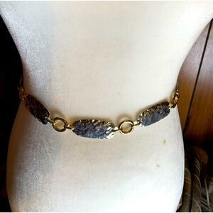 Chain Belt of Textured Silver Plates & Gold Chain; GUC